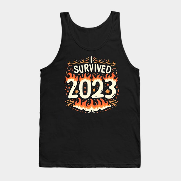 I Survived 2023 On Fire Design Tank Top by SubtleSplit